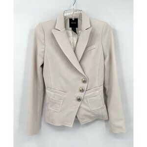 SMYTHE jacket blazer wrap gold buttons single breasted asymmetrical ivory XS 2